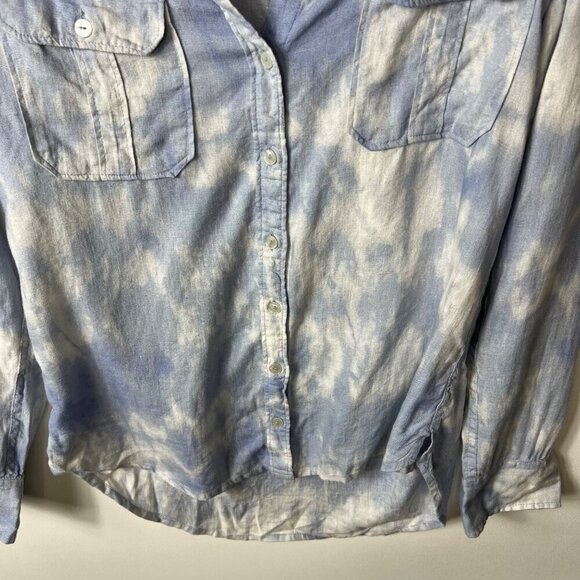 Abercrombie & fitch linen boyfriend‎ button up top blue tie dye women’s size S - Picture 4 of 9